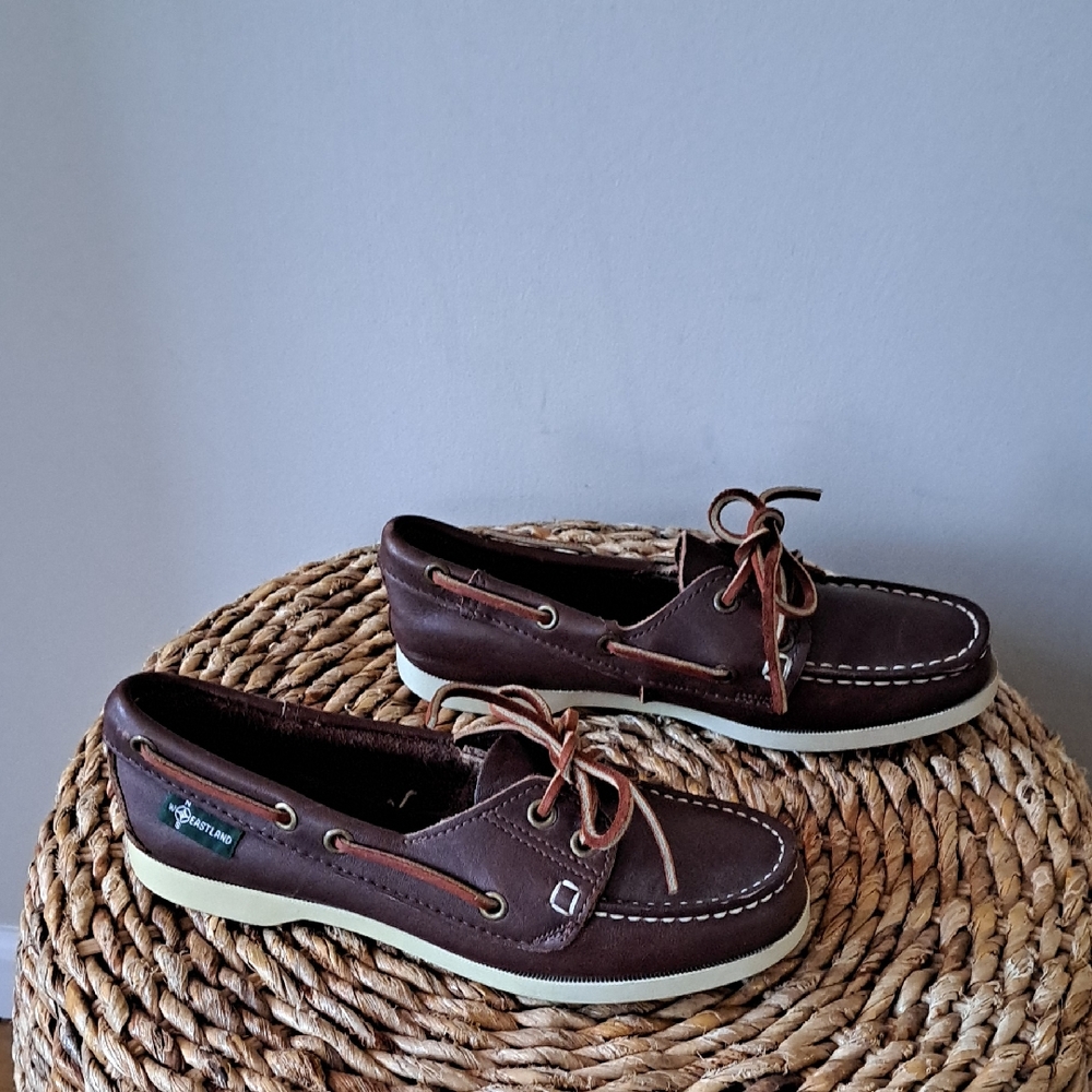 Eastland Boys Classic Dark Brown Leather Docksider Preppy Loafers‎ S-6.5
